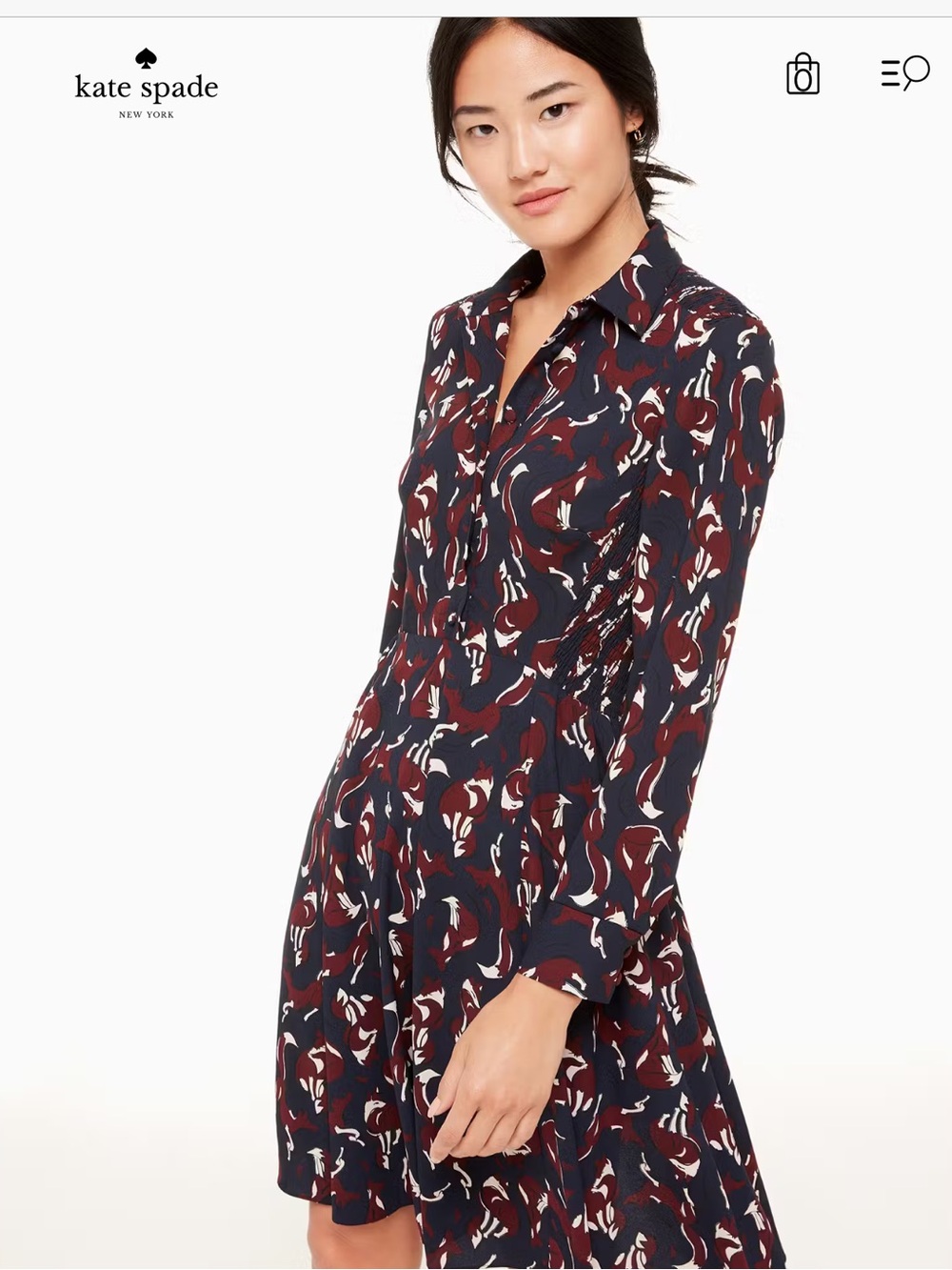Foxes Smocked Dress kate spade New York